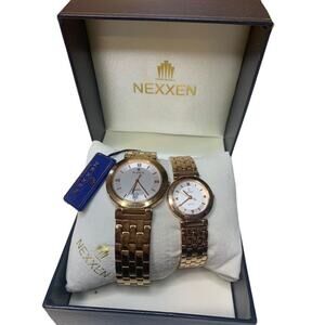 Nexxen Rose Gold Plated His‎ and Her Watch Set in Box Sapphire Crystal